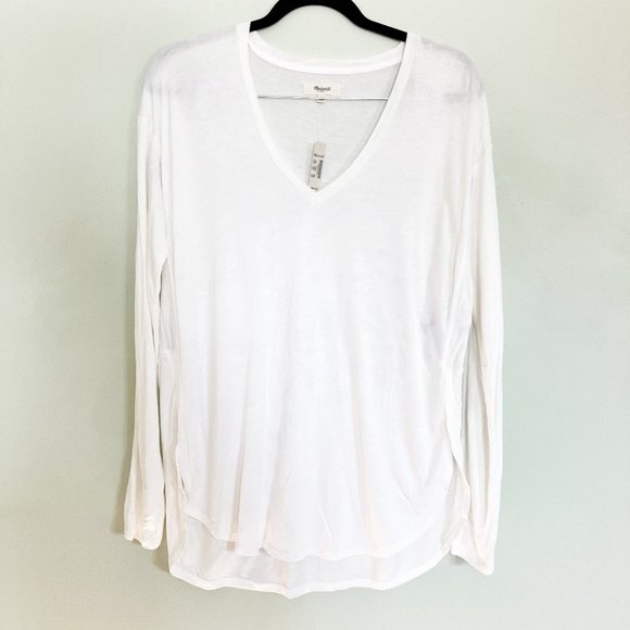 Madewell NWT anthem long sleeve v-neck tee white size medium - Picture 2 of 8